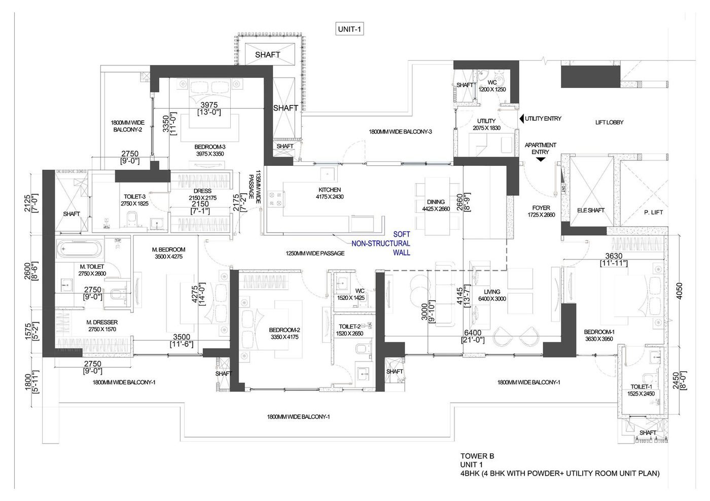 4 BHK · Unit Plan