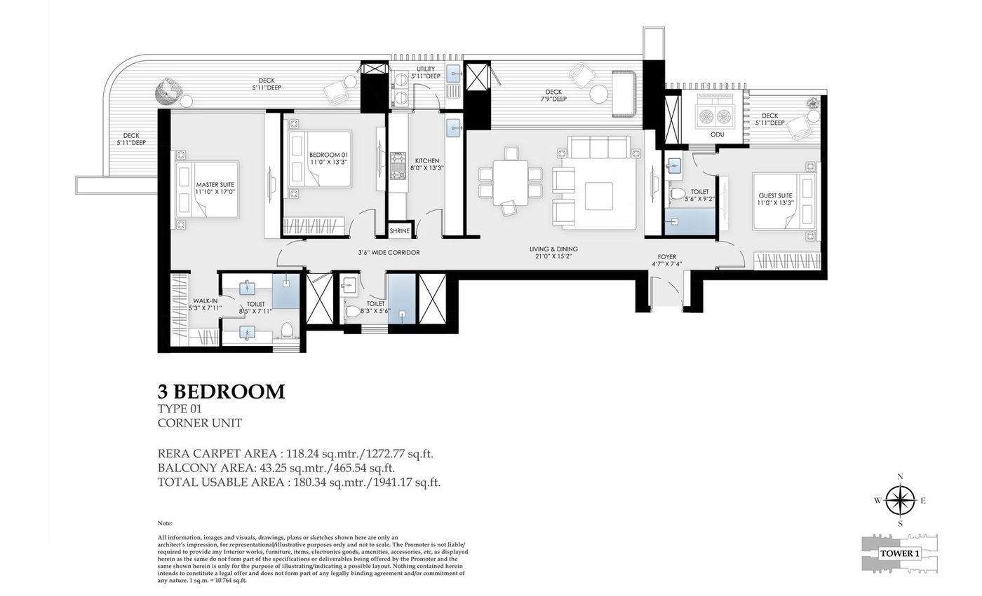 3 Bedroom · Type 01 (Corner Unit)