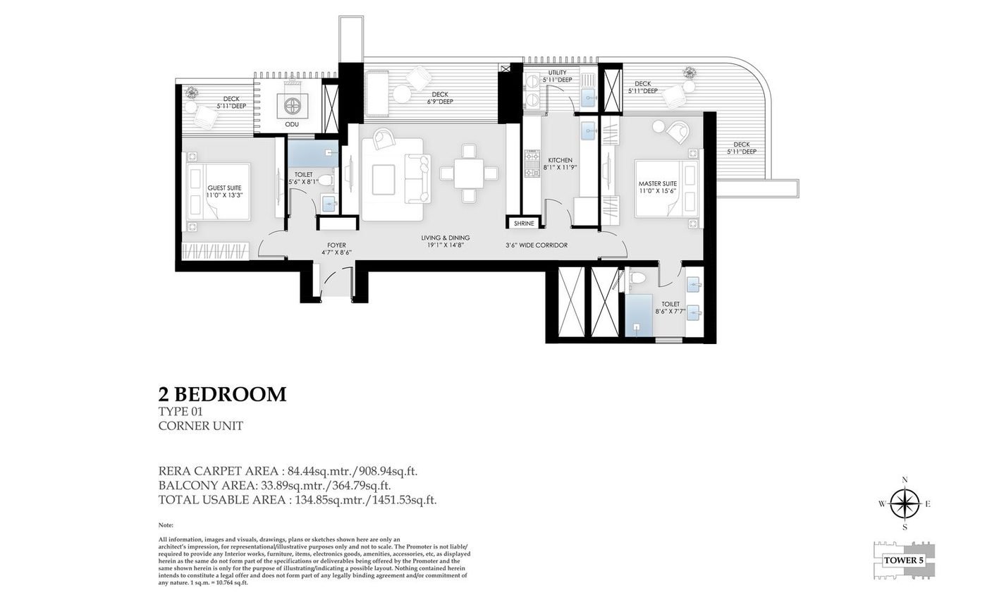 2 Bedroom · Type 01 (Corner Unit)