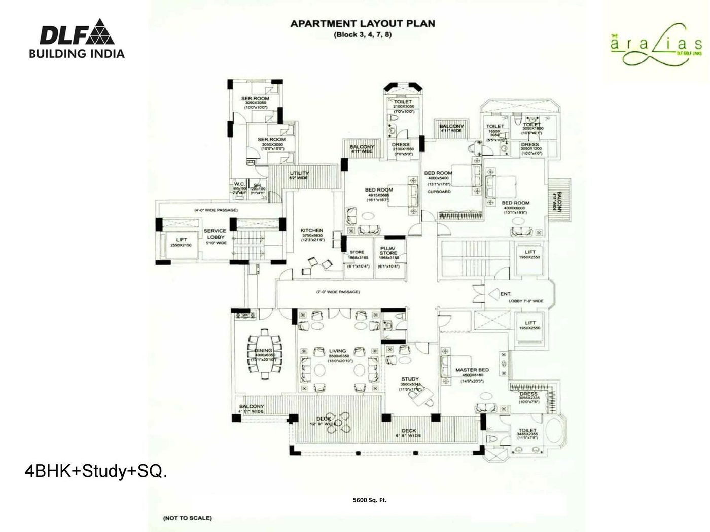 4 BHK + Study + SQ